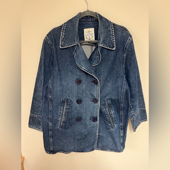 Vintage Lauren Ralph Lauren Denim Double Breasted fisherman core jacket - Picture 1 of 14